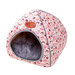 TianBin Moda Plegable Nido de Mascotas Otoño e Invierno Cerrado Perrera Hay un Arco en Top (Rosa, M) precio