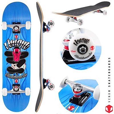 Venom Strike 8 x 32.125 Complete Pro Skateboard - ABEC 11 - 53mm Wheels - Blue by Venom Skateboards