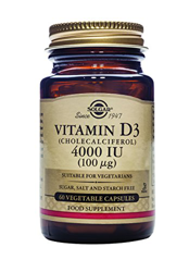 Solgar® Vitamina D3 4.000 UI (100 µg) para el mantenimiento de huesos y sistema inmune - 60 cápsulas vegetales en oferta