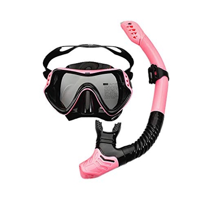 HDFD Set de Snorkel Adultos Set de Snorkel seco antiniebla Máscara de Buceo de Vidrio Templado Máscara panorámica de visión Amplia Gafas de Buceo Equi