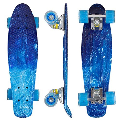 Eseewin 22"x6 Monopatín Mini Cruiser Completo para Principiantes Jóvenes Adolescentes Niñas Niños con Ruedas LED