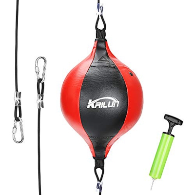 Aceshop Bola de Velocidad de Boxeo Pera Boxeo de CueroBola Doble End Saco de Boxeo Colgante con Inflador Conjunto de Entrenamiento para Entrenamiento 