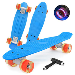 shownicer Monopatín Skateboard Completo Mini Cruiser Patín Plástico Penny Board 22'' para Niños Adultos Principiantes, LED Ruedas Iluminadas & ABEC-7  en oferta