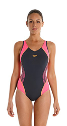 Speedo Women's Splice músculo Trasero Traje de Ajuste Gris Oxide Grey/Fluorescent Pink/Fluorescent Orange Talla:Talla 34/36 características