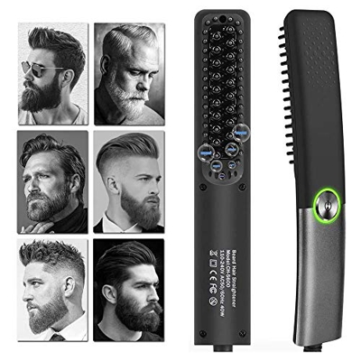 Peine alisador de barba rápido para hombres,plancha de pelo profesional,Profesional Peine de Peluquería Multifuncional Cepillo para Hombre Mujer (negr