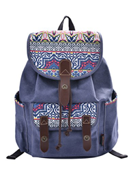 Douguyan Mochila Mujer de Lona y PU Cuero Mochila Casual E00137 Azul precio