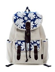 Douguyan Mochila Mujer de Lona y PU Cuero E00137 Blanco en oferta