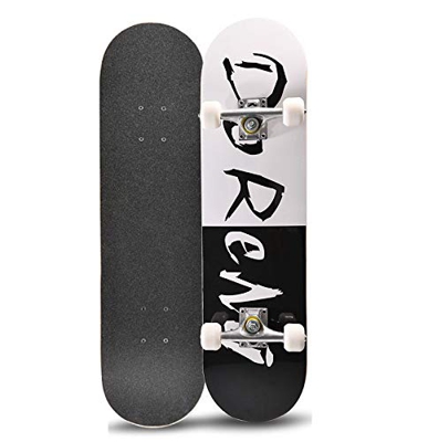 hdfj12142 31"x 8" 7 Capas de Arce Canadiense Doble Cubierta cóncava Cruiser Trick Skateboard para Adolescentes, Principiantes, niñas, niños, Adultos-F