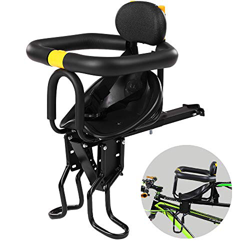 Asiento de Seguridad para niños Asiento Delantero para Bicicleta Sillín Infantil Portabebés para Bicicleta con Pedales Respaldo Negro hasta 25 kg De 8 en oferta