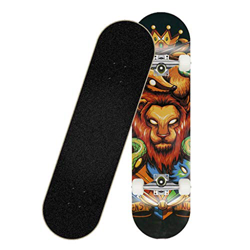 Tabla de skate, tabla de skate for adultos, tabla completa con cubierta de arce duro de 8 capas con cojinetes de acero cromado ABEC, 31 X 8 X 4 Lnches en oferta