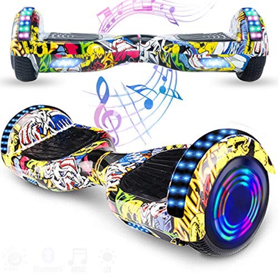 Magic Vida Patinete Eléctrico Overboard 6.5 Pulgadas,Motor de 700W,Altavoz de música Bluetooth,Auto-Equilibrio,Luz LED,Scooter Electrico para Niños y 