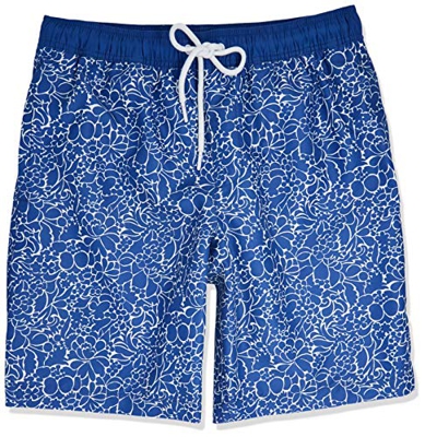 Amazon Essentials Bañador de 9"de secado rápido fashion-swim-trunks, Azul Marino Floral, US S (EU S)