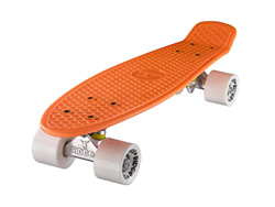 Ridge Skateboard 55 cm Mini Cruiser Retro Stil In M Rollen Komplett U Fertig Montiert, Unisex, Naranja/Blanco (Orange/Blanc) características