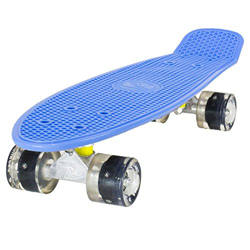 Land Surfer® Skateboard Cruiser Retro Completo 56cm con Tabla Coloreada Transparente - cojinetes ABEC-7 - Ruedas Que se iluminan 59mm PU + Bolsa para  características