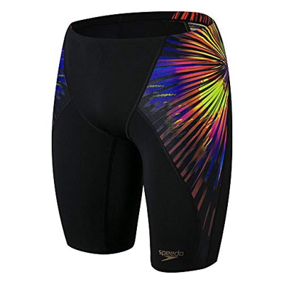 Speedo Placement Digital V-Cut Jammer Am Bañador, Hombre, Black/Fluo Yellow/Scarlet/Violet, 30