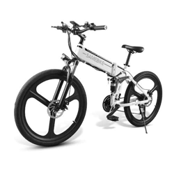 SAMEBIKE Bicicleta de montaña eléctrica 26 Pulgadas Rueda Plegable Ebike 350W 48V 10AH Bicicletas eléctricas de montaña para Adultos (Blanco) características