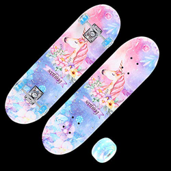 AUNLPB Monopatín 7 Capas de Arce Canadiense Cubiertas 28.3"x7.8 Complete Patín Longboards Madera para Adolescentes Adultos Iniciación Niños Niñas Niño precio