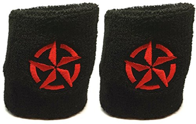 Vonchic Black Sport Sweatband Red Propeller Logo Yoga Zumba Pulseras Sudaderas (Negro) 1 Par