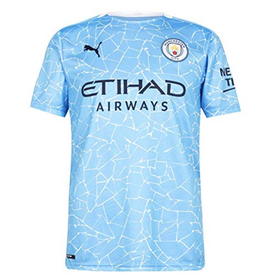 PUMA Manchester City Temporada 2020/21-HOME Shirt Replica SS with Sponsor Camiseta Primera Equipación, Unisex, Team Light Blue-Peacoat, 3XL
