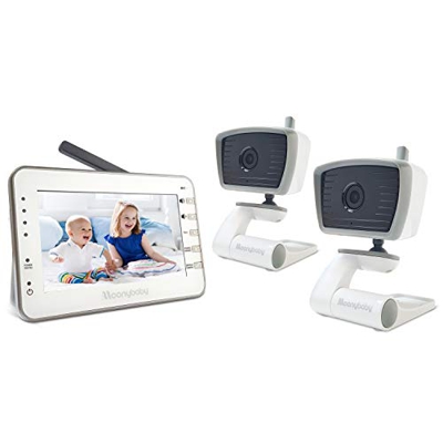 moonybaby Vigilabebés con video con 2 cámaras, pantalla grande de 4.3 pulgadas, visión nocturna automática, monitoreo de temperatura, respuesta bidire