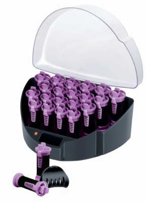 Remington Fast Curls KF40E - Kit de Rulos Calientes para el Pelo, Teflón, Iónicos, Horquillas, 20 Rulos, Negro y Morado