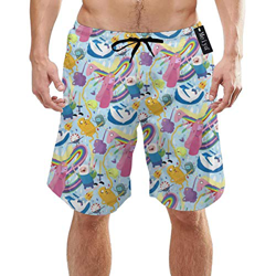 Papel Pintado Adventure Time Personajes Invierno Hombre Cool Swimtrunks Secado rápido 3D Impreso Casual Hawaiian Mesh Forro Shorts de Playa con Bolsil en oferta