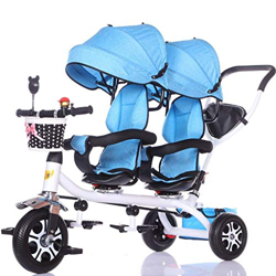 ZJJ Sillas de Paseo Cochecito de bebé, Cochecito de bebé, Carro de Viaje Triciclo Doble for niños Carro de bebé Gemelo Cochecito Grande Toldo extendid en oferta