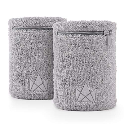 The Friendly Swede Muñequera Sweatband, 2-Pack, con Bolsillo (Gris 16-21 cm)