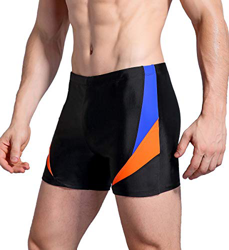 WHCREAT Bañador de Natación para Hombre Pantalones Cortos Protección UV Resistente al Cloro, Azul/Naranja XL en oferta