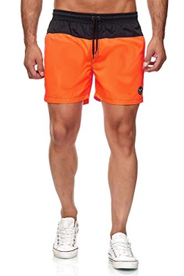 Kayhan Men Swimwear Doubleface, Black/Orange M