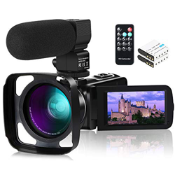 Cámara de Video, ACTITOP FHD 1080P 24MP IR Visión Nocturna Pantalla táctil LCD de 3"Videocámara con cámara Vlog de Youtube con micrófono Externo, Lent características