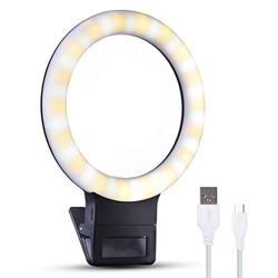 LONGKO Recargable Anillo de luz Selfie 36 LED Iluminación Suplementaria Noche Selfie 800mAh Batería 3 Modos de Luz de Anillo de Clip Regulable para iP precio