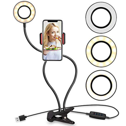 Gyps LED Selfie Ring Light Iluminación suplementaria Selfie Enhancing Fill Light con Soporte para teléfono para iPhone Android Logitech C925e C922 C93 precio