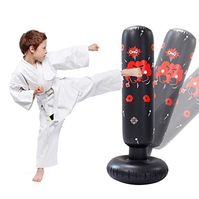 JanTeelGO Saco de Boxeo, Saco de Boxeo de pie 120cm para un Rebote inmediato para Practicar Kickboxing, kárate, Taekwondo para aliviar la energía acum