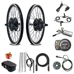 RICETOO 36V / 48V 500W Rueda de radios Delanteros Motor de Cubo de Engranaje sin escobillas 16" 20" 24" 26" 27.5" 28" 700C con Pantalla KT-LED900S Kit en oferta