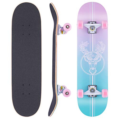 WeSkate Skateboard Complete Board 79x20cm Tablero de Madera con rodamientos de Bolas ABEC-11 Madera de Arce Canadiense de 31 Pulgadas y 7 Capas y Rued