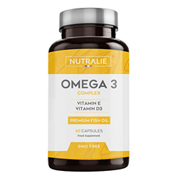 Omega 3 2000mg + Vitaminas D3 y E | 1250mg EPA-DHA por Dosis | Aceite de Pescado Altamente Concentrado 60 Cápsulas | Nutralie precio