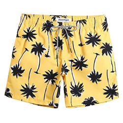 MaaMgic Shorts de Baño para Hombre Shorts de Playa Traje de Bañode Secado Rápido para Vacaciones Diseño a Rayas, Coco Amarillo M precio