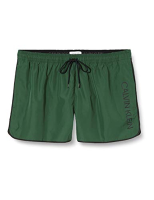 Calvin Klein Short Runner Bañador, Verde (Dark Green LC0), Large para Hombre