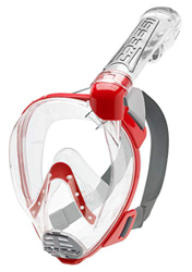 Cressi Duke Dry Full Face Mask Mascara de Buceo Snorkel Seca Cara Completa, Unisex Adulto, Transparent/Rojo, S/M en oferta