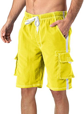 TACVASEN - Bañador para hombre de secado rápido con forro de malla, Hombre, amarillo, M