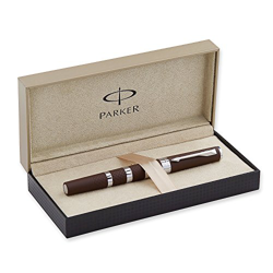 Parker Ingenuity 5th - Bolígrafo con caja (adornos en cromo, anillas de goma y metal, punta media, tamaño grande), color marrón en oferta