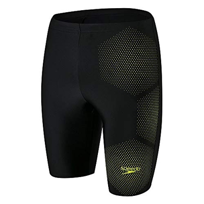 Speedo Tech Placement Jammer Am Bañador, Hombre, Black/Fluo Yellow, 38