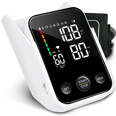 SIMBR Tensiómetro de Brazo Digital, Monitor de Tensión Arterial con Memorias de 2x120 Mediciones y Gran Pantalla LED