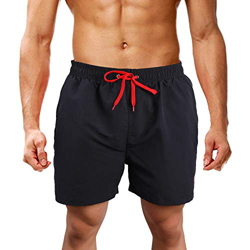 LK LEKUNI Bañador Hombre Pantalones de Playa con Forro con Cordón Traje de Baño Pantalón Ceñido_Negro_5XL características