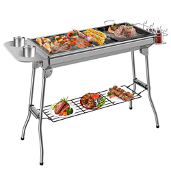 Femor Barbacoa Portátil de Acero Inoxidable, Parrilla de Carbón, Barbacoa Plegable, Barbacoa de Exteriores para BBQ, 73 * 33 * 72 cm, Buena ventilació en oferta