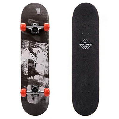 Monopatín patineta Retro Madera Skateboard Completo niños jóvenes Adultos Mejor Calidad Robusto Ligero Ruedas un Skateboard Madera (Negro/Gris)