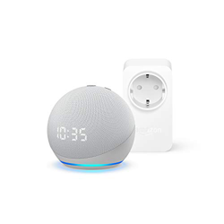 Nuevo Echo Dot (4.ª generación) con reloj, Blanco + Amazon Smart Plug (enchufe inteligente WiFi), compatible con Alexa en oferta