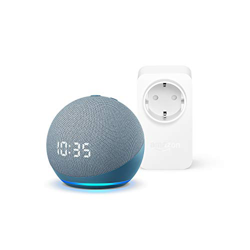 Nuevo Echo Dot (4.ª generación) con reloj, Azul grisáceo + Amazon Smart Plug (enchufe inteligente WiFi), compatible con Alexa precio