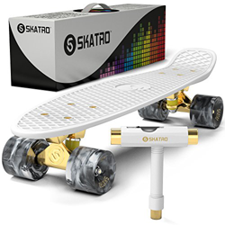 Monopatín Mini Cruiser de SkatroMonopatín retro de plástico que viene completo (55,8 cm x 15,2 cm), white-mamba, White Mamba en oferta